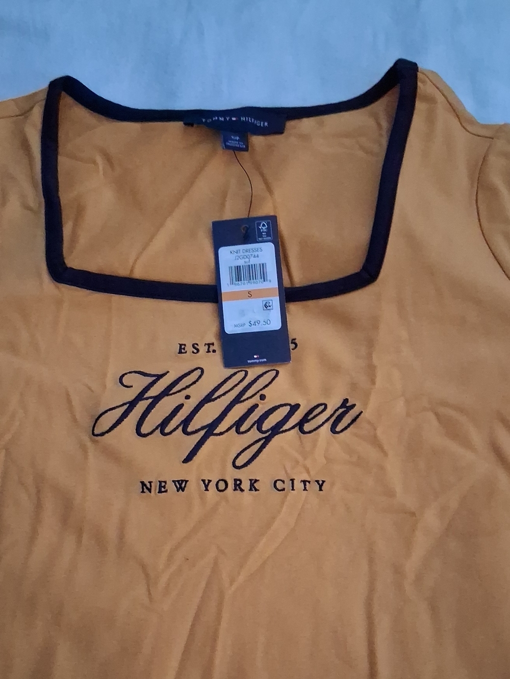 Tommy Hilfiger Mustard Yellow Tank Top with Black Trim and Script Logo SIZE SP